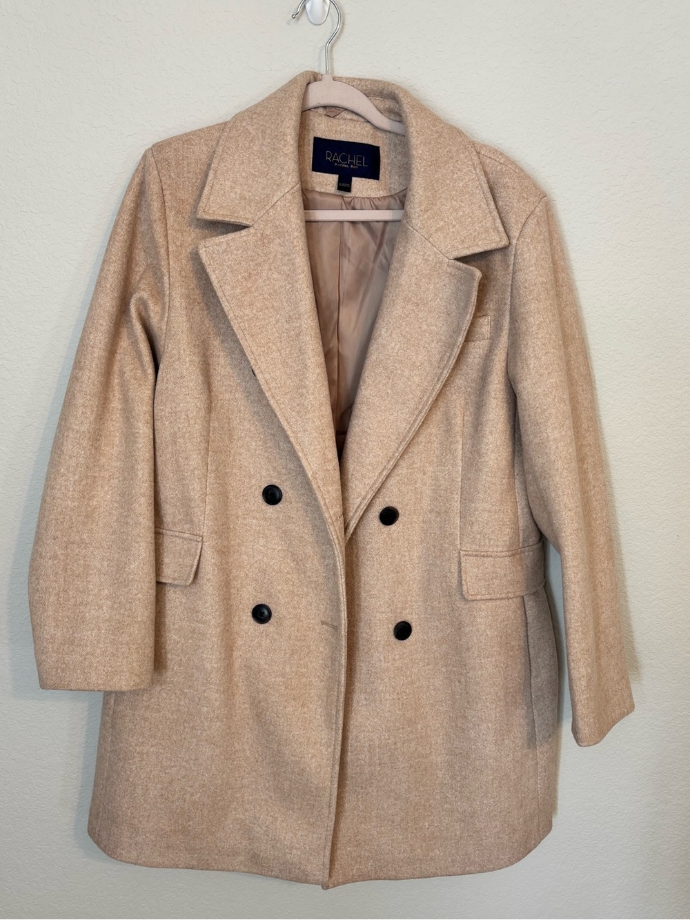RACHEL Rachel Roy Tan Double-Breasted Pea Coat - XL